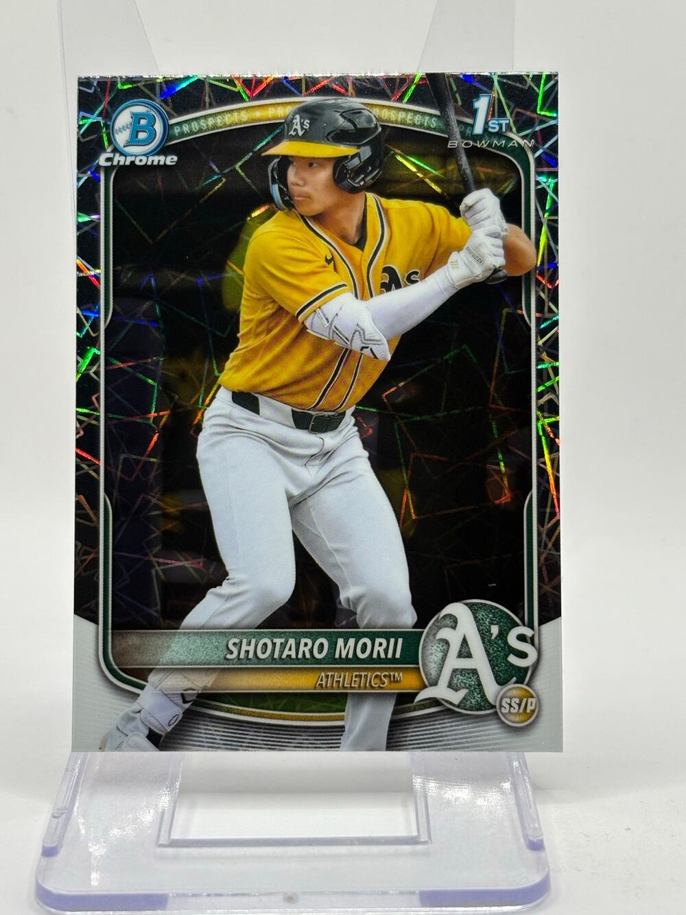 2025 Bowman Chrome Prospects Shotaro Morii 1st Bowman Lazer Refractor Athletics